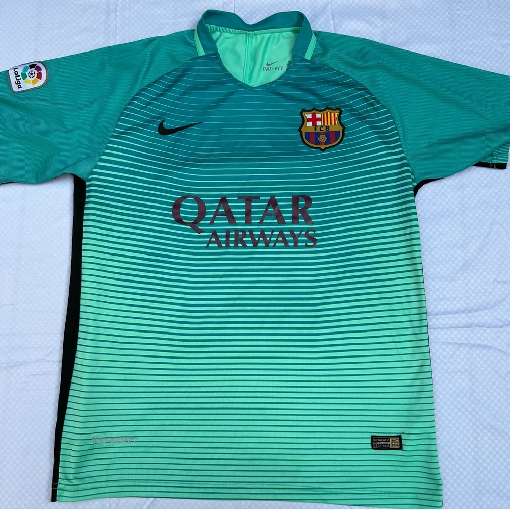 Nike FCB Barcelona 2016 Qatar Airways Teal Adair 00 Jersey XL